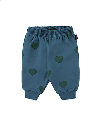 Tiny Cottons Hearts Sweatpants - Sea Blue/Dark Green - Pima Cotton Trousers