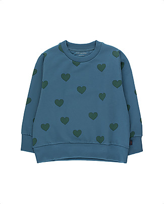 Tiny Cottons Hearts Sweatshirt - Sea Blue/Dark Green - Pima Cotton Sweatshirts