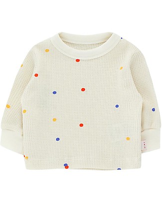 Tiny Cottons Ice Cream Waffle Baby Sweatshirt - Offwhite/Dots - Elasticated Pima Cotton Sweatshirts