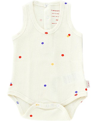 Tiny Cottons Ice Cream Waffle Body - Offwhite/Dots - Elasticated Pima Cotton Short Sleeves Bodies