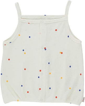 Tiny Cottons Ice Cream Waffle Top - Offwhite/Dots - Elasticated Pima Cotton T-Shirts And Vests