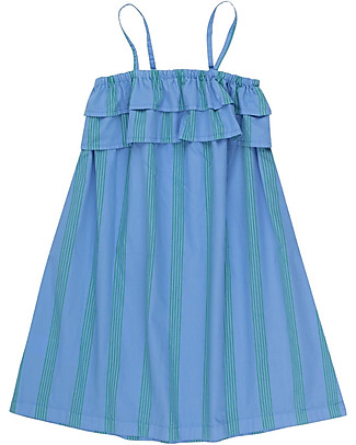 Tiny Cottons Lines Top Frills Dress - Lilac blue - 100% Organic Cotton Dresses_