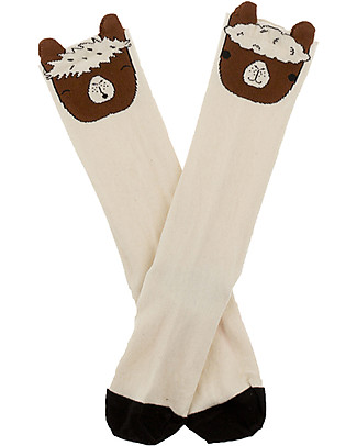 Tiny Cottons Llamas Heads High Socks, Beige + Brown - Two slightly different designs! Socks