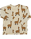 Tiny Cottons Llamas Long Sleeved Relaxed Tee, Beige+Nude - Pima Cotton Long Sleeves Tops