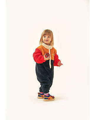 Tiny Cottons Long-Sleeved One Piece Teddy - Color Block - Navy/Yellow Babygrows