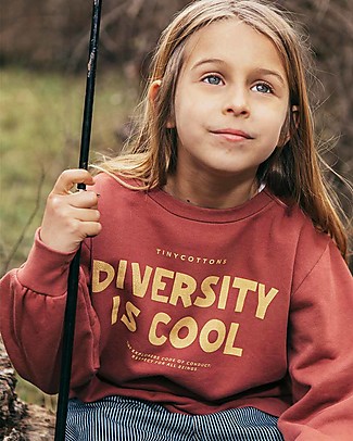 Tiny Cottons Long-Sleeved Sweatshirt -Diversity is Cool - Deep Plum - 100% Organic Cotton Fleece Sweatshirts