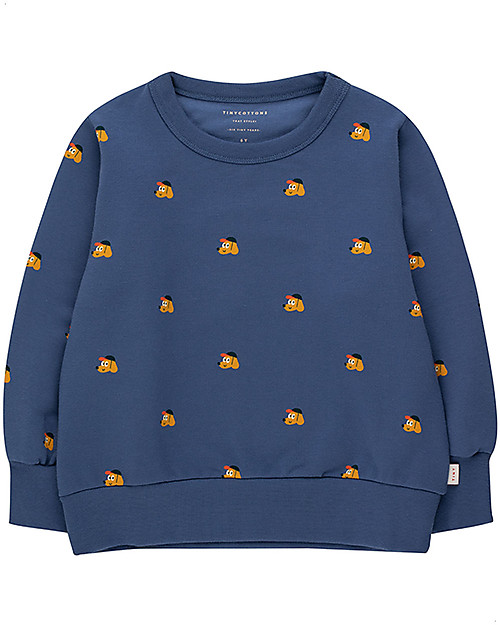 Tiny Cottons Long Sleeved Sweatshirt - Dogs - Soft Blue/Honey - Pima Cotton Sweatshirts