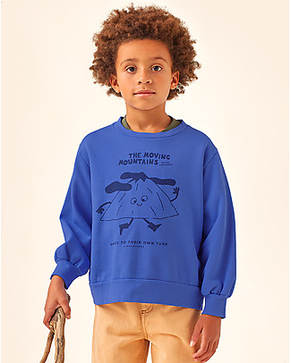 Tiny Cottons Long-Sleeved Sweatshirt -Moving Mountains - Ultramarine- 100% Organic Cotton Fleece Sweatshirts