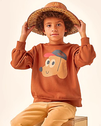 Tiny Cottons Long-Sleeved Sweatshirt - Tiny Explorer - Dark Copper - 100% Organic Cotton Fleece Sweatshirts