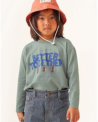Tiny Cottons Long-Sleeved T-Shirt - Better Together - Foggy Blue/Ultramarine - 100% Organic Cotton Long Sleeves Tops