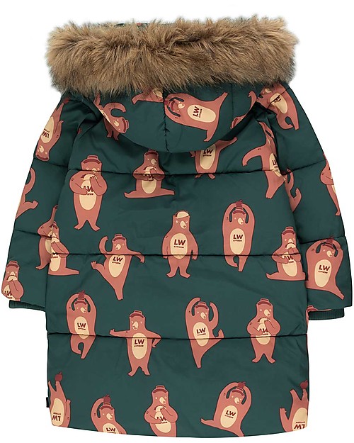 Tiny Cottons Padded  Jacket Bears, Bottle Green/Brown - Waterproof and Windproof Coats