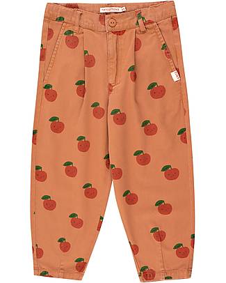 Tiny Cottons Pleated Pants - Apples - Light Brown/Deep Red - 100% Cotton Trousers
