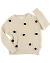 Tiny Cottons Pom Poms Oversized Knit Sweater, Beige+Black - Cotton and Merino wool Jumpers