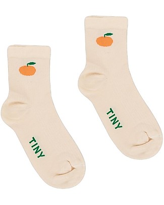 Tiny Cottons Quarter Socks Orange - Light Cream - Elasticated Cotton Socks