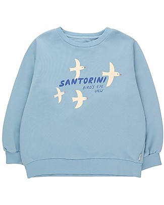 Tiny Cottons Santorini Birds Sweatshirt - Washed Blue - 100% Organic Cotton Sweatshirts