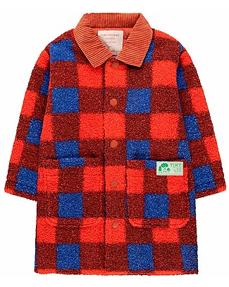 Tiny Cottons Sherpa Jacket - Red/Ultramarine - Check Design - Warm and Elegant Jackets