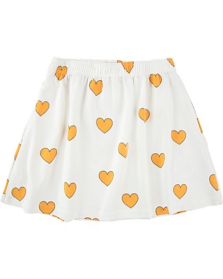 Tiny Cottons Skirt Hearts, Off White/Yellow - Pima Cotton Skirts