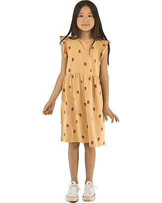 Tiny Cottons Sleeveless Dress with Frills Strawberry, Toffee - Pima Cotton Dresses