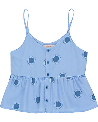 Tiny Cottons Sleveless Blouse Sun, Cerulean Blue/Navy - 100% Lyocell Shirts And Blouses