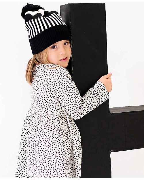 Tiny Cottons Small Dots Dress - Black on White - 100% Pima Cotton Dresses_