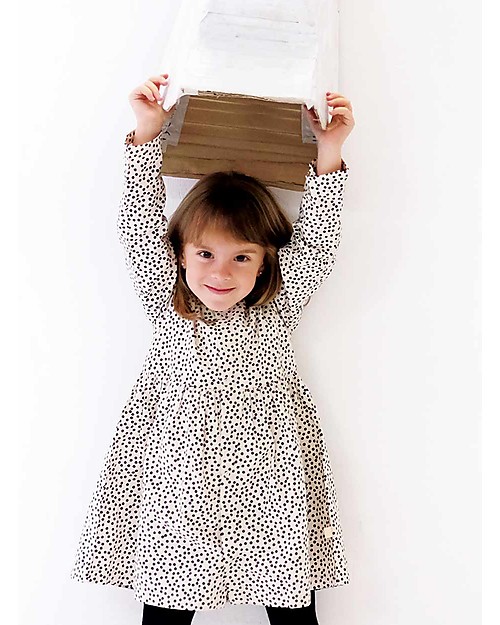Tiny Cottons Small Dots Dress - Black on White - 100% Pima Cotton Dresses_