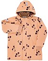 Tiny Cottons Snow  Jacket “Big Cherries”, Dark  Nude/Plum - With ski pass sleeve pocket! Coats