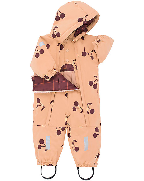 Tiny Cottons Snow  One-piece “Big  cherries”, Dark  nude/Plum - Warm and safe! Coats