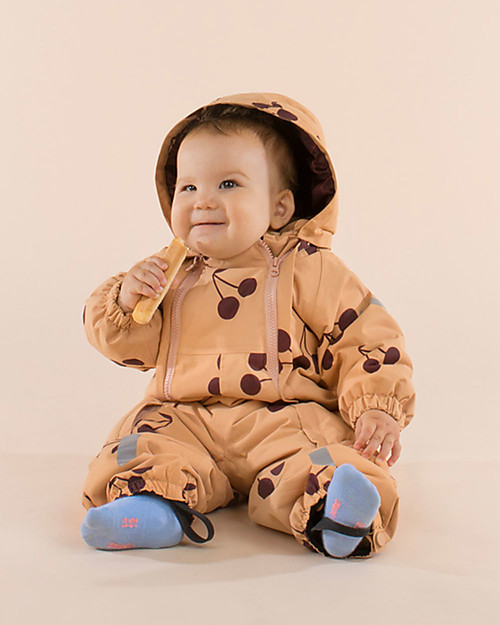 Tiny Cottons Snow One-piece “Big cherries”, Dark nude/Plum - Warm