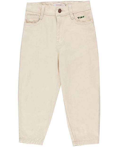 Tiny Cottons Solid Baggy Pant - Cream Jeans
