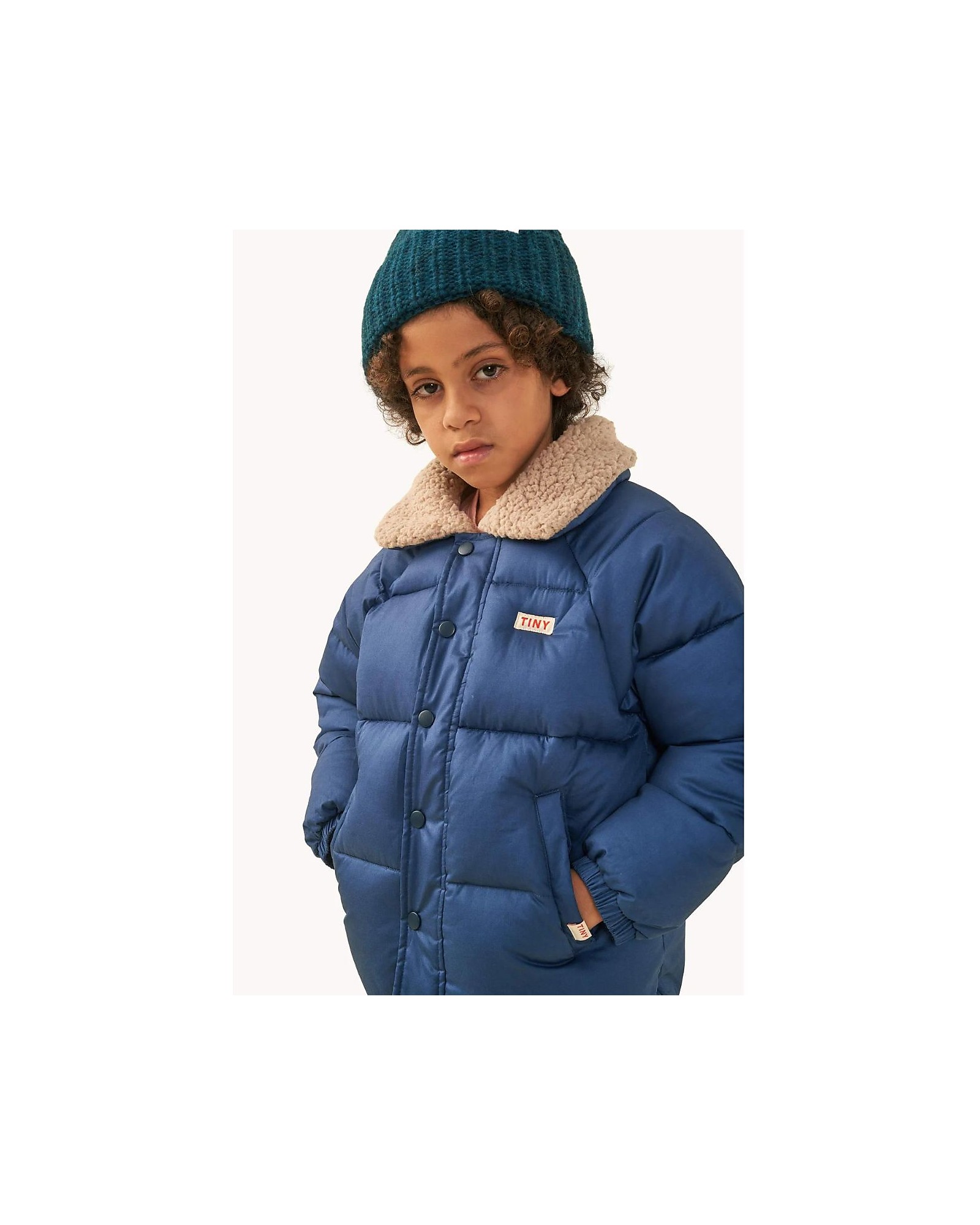 Tiny Cottons Solid Padded Jacket - Light Blue - Windproof and