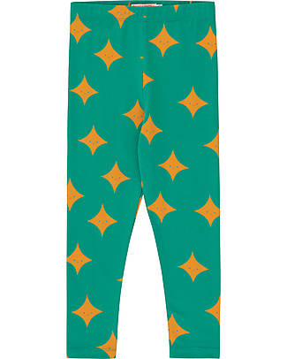 Tiny Cottons Sparkle Pant - Deep Green Orange - Pima Cotton Leggings