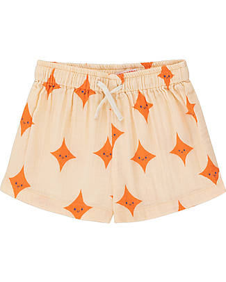 Tiny Cottons Sparkle Short - Light Cream Tangerine - 100% Cotton Shorts
