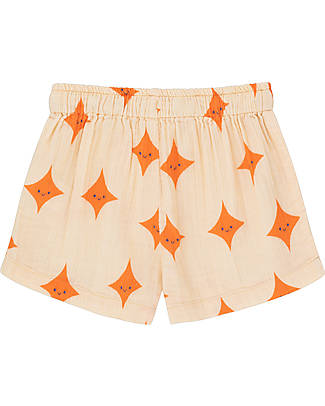 Tiny Cottons Sparkle Short - Light Cream Tangerine - 100% Cotton Shorts