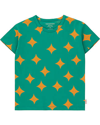 Tiny Cottons Sparkle Tee Shirt - Deep Green Orange - Pima Cotton T-shirts