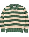 Tiny Cottons Stripes Sweater - Green/Light Cream - 100% Cotton Jumpers