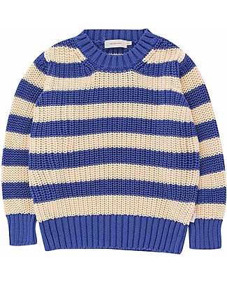 Tiny Cottons Stripes Sweater - Iris blue/Light Cream - 100% Cotton Jumpers