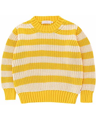 Tiny Cottons Stripes Sweater - Yellow/Light Cream - 100% Cotton Jumpers