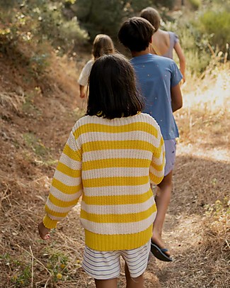 Tiny Cottons Stripes Sweater - Yellow/Light Cream - 100% Cotton Jumpers