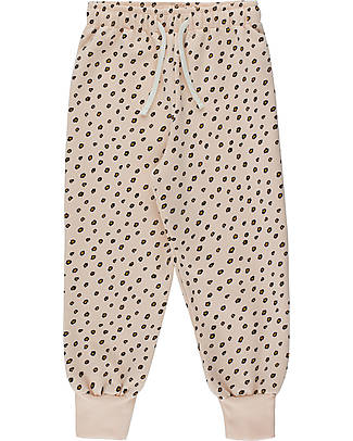 Tiny Cottons Sweatpants - Animal Print - Nude/Deep Yellow - Cotton Trousers