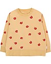 Tiny Cottons Sweatshirt Apples, Sand/Burgundy - Pima Cotton Sweatshirts