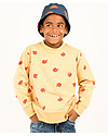 Tiny Cottons Sweatshirt Apples, Sand/Burgundy - Pima Cotton Sweatshirts