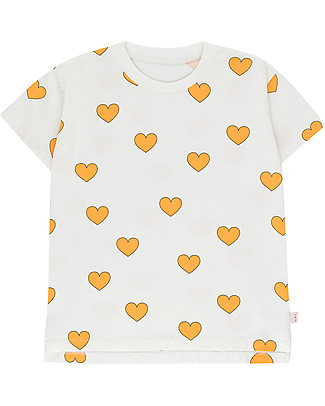 Tiny Cottons T-Shirt Hearts, Off White/Yellow - Pima Cotton T-Shirts And Vests