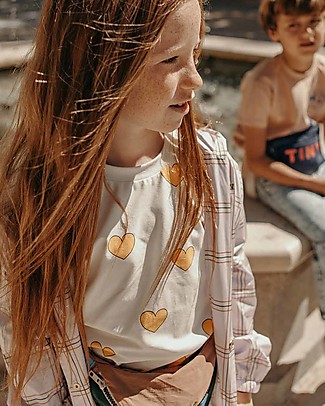 Tiny Cottons T-Shirt Hearts, Off White/Yellow - Pima Cotton T-Shirts And Vests