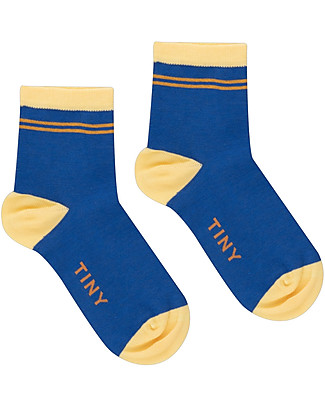 Tiny Cottons Thin Quarter Socks Stripes - Ultramarine - Elasticated Cotton Socks