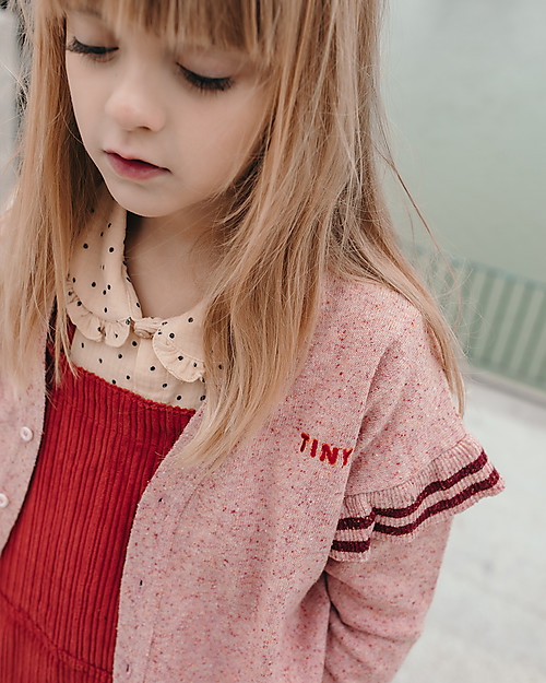 Tiny Cottons Tiny Frills Cardigan - Nude - Merino Wool and Silk Blend Cardigans