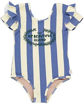 Tiny Cottons Tiny Wreath Stripes Swimsuit - Pastel yellow/Night blue Swimsuits
