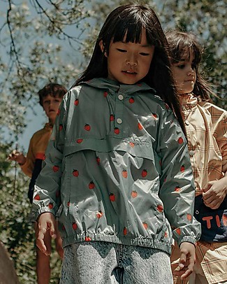 Tiny Cottons Windbreaker Strawberry, Sea Green/Red - with Hood Jackets