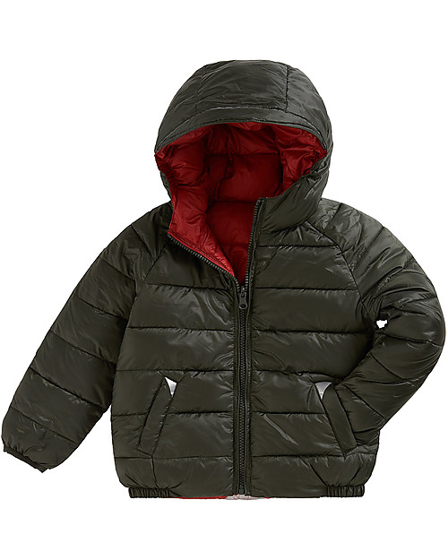 Toastie Kids Sustainable Reversible Puffer Jacket - Khaki/Parsimmon - Eco Down Fill Down Jacket
