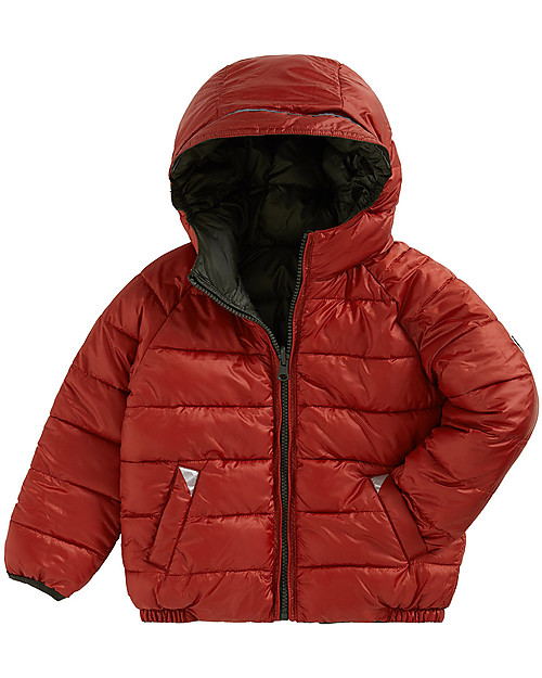 Toastie Kids Sustainable Reversible Puffer Jacket - Khaki/Parsimmon - Eco Down Fill Down Jacket
