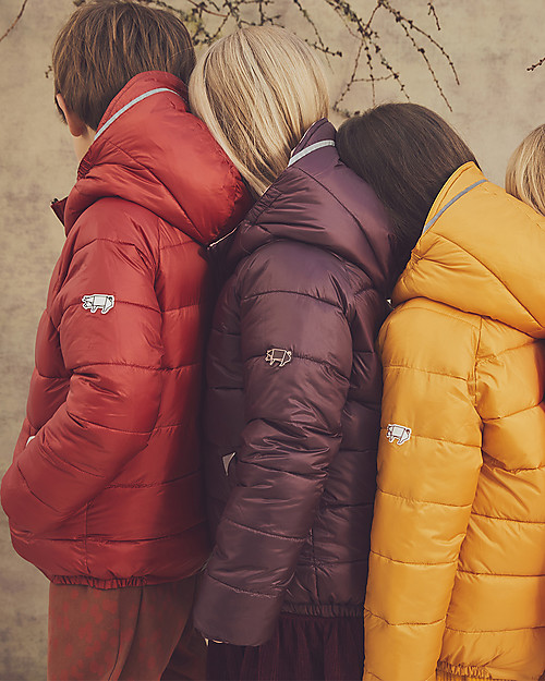 Toastie Kids Sustainable Reversible Puffer Jacket - Khaki/Parsimmon - Eco Down Fill Down Jacket